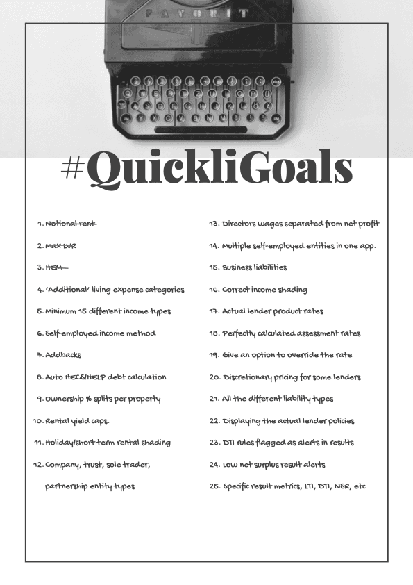 Our vision at quickli is to handle the most complex of financial scenarios with the least amount of effort to the broker