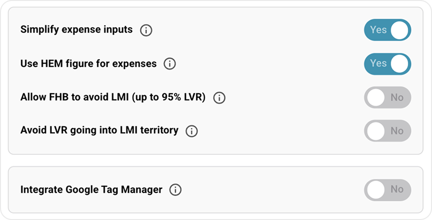 Broker settings toggles